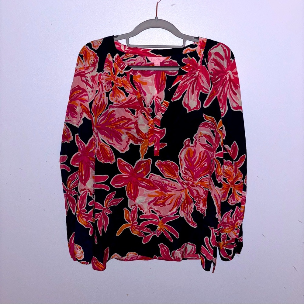 Lilly Pulitzer Floral Silk Blouse
